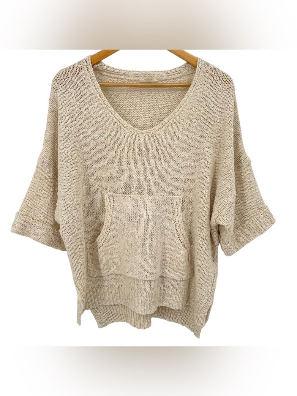 NWT Easel Los Angeles Oversized Knit Tunic Sweater - Cream - M/L Boho‎